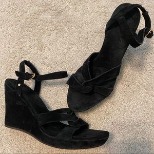 UGGs - Black Suede Wedge Sandals